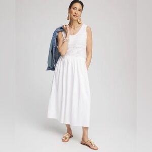 New with Tags Chico’s White Sleeveless Crochet Maxi Dress - XL